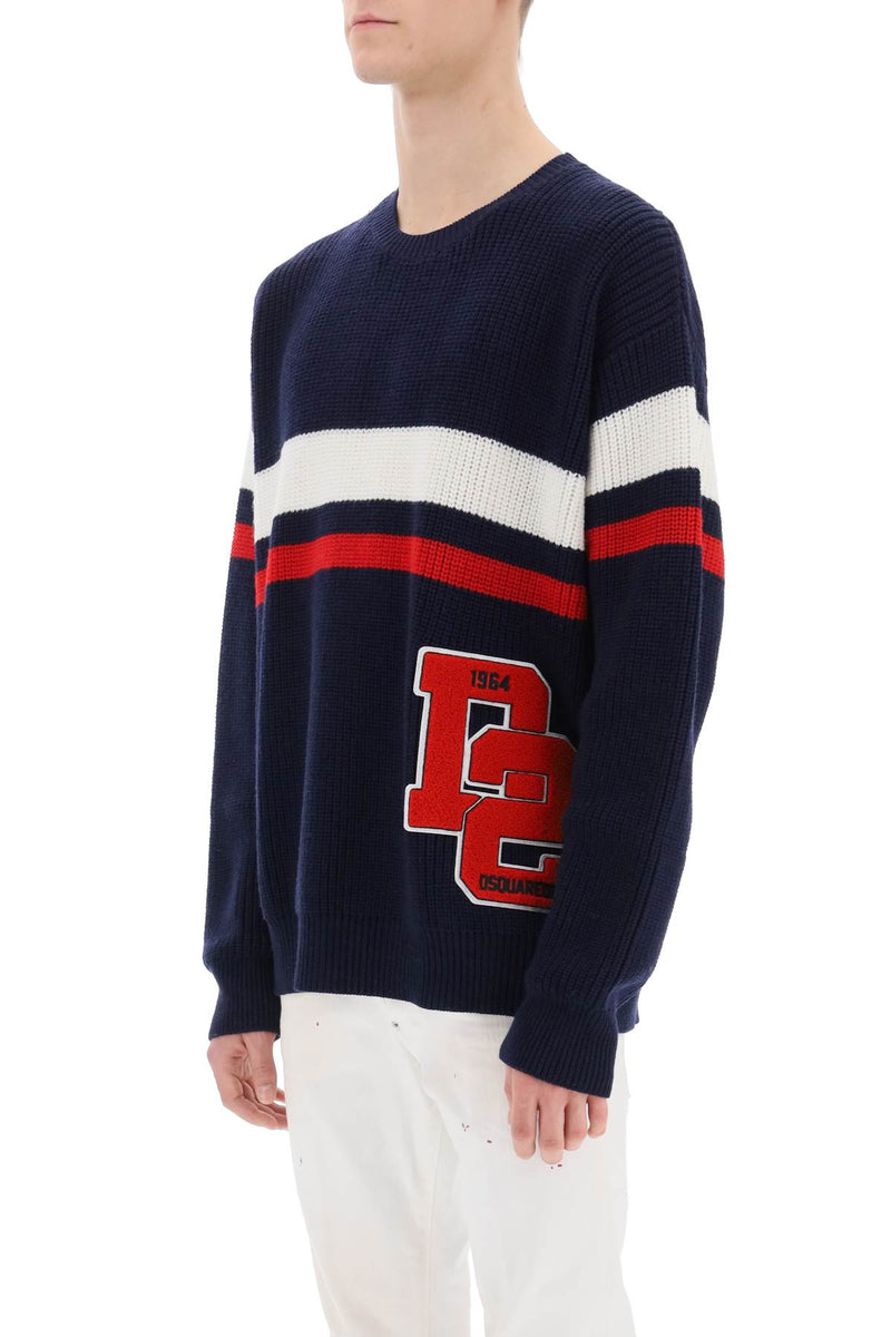 Dsquared2 Wool Sweater With Varsity Patch - Men