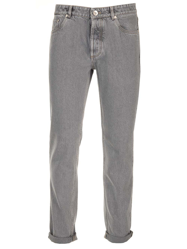 Brunello Cucinelli Washed Gray Five-pocket Denim - Men