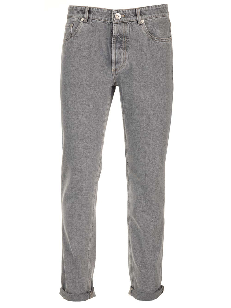 Brunello Cucinelli Washed Gray Five-pocket Denim - Men