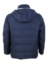 Brunello Cucinelli Down Jacket In Wool, Silk And Cashmere Padded With Fine Goose Down With Detachable Hood And Front Pockets - Men - Piano Luigi