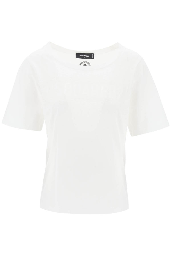 Dsquared2 T-shirt With Rhinestone Logo - Women