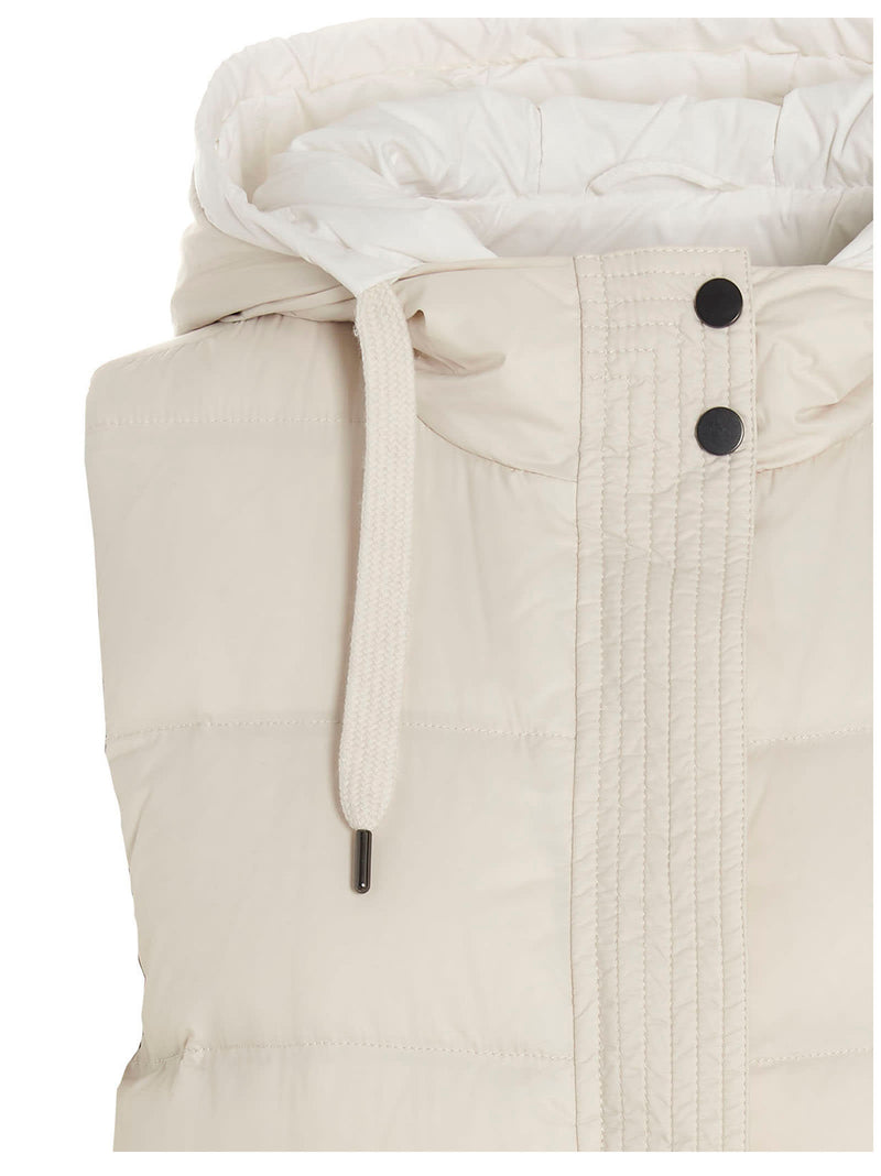 Brunello Cucinelli Sleeveless Down Jacket In Lightweight Nylon With Hood - Women