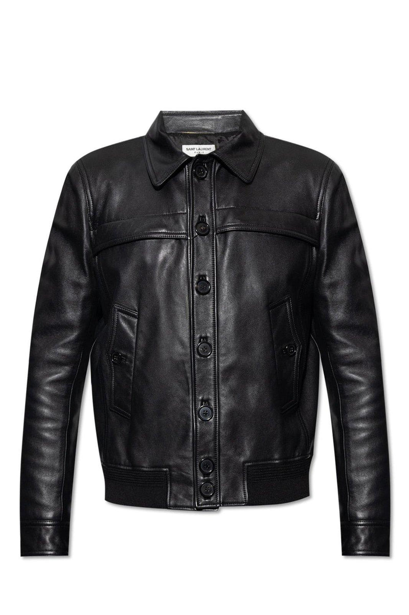 Saint Laurent Button Up Leather Jacket - Men