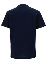 Versace Blue Crewneck T-shirt With 90s Logo Print In Cotton Man - Men