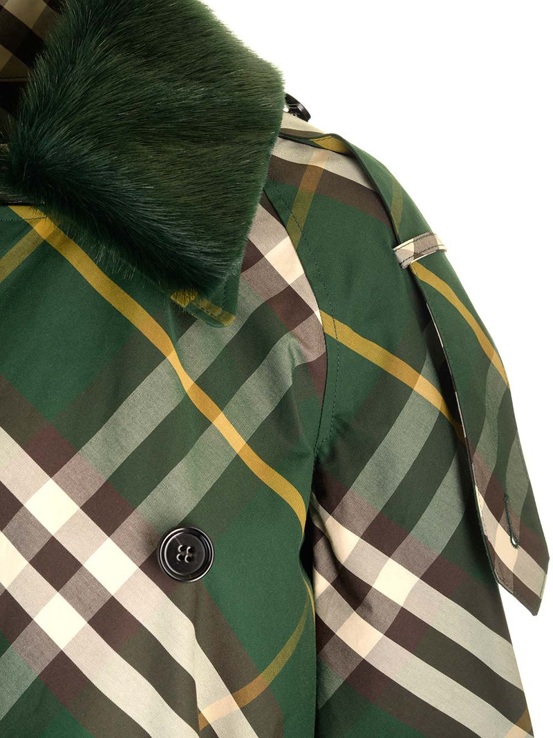 Burberry Check Gabardine Trench Coat - Women