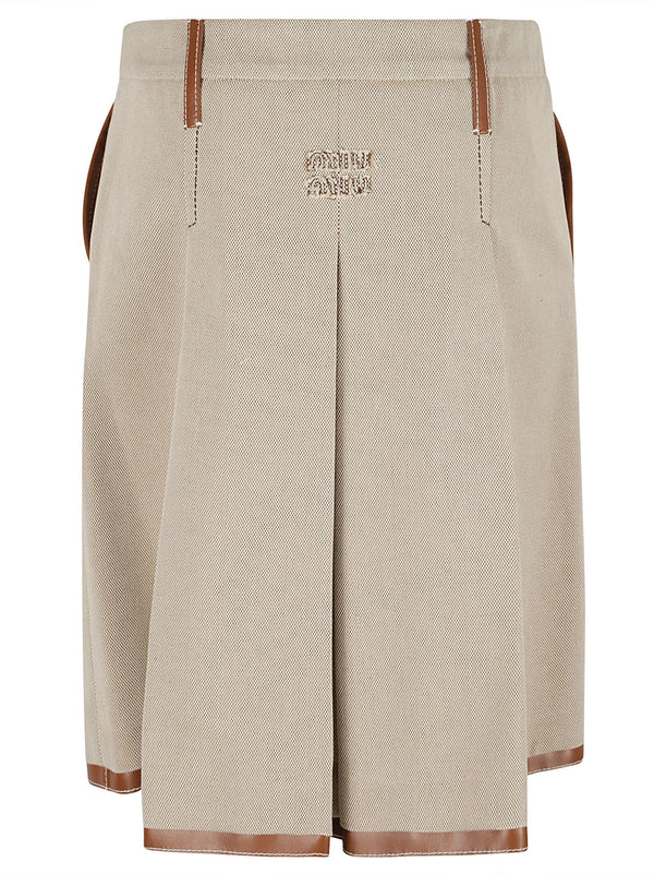 Miu Miu Front Slit Logo Embroidered Short Skirt - Women