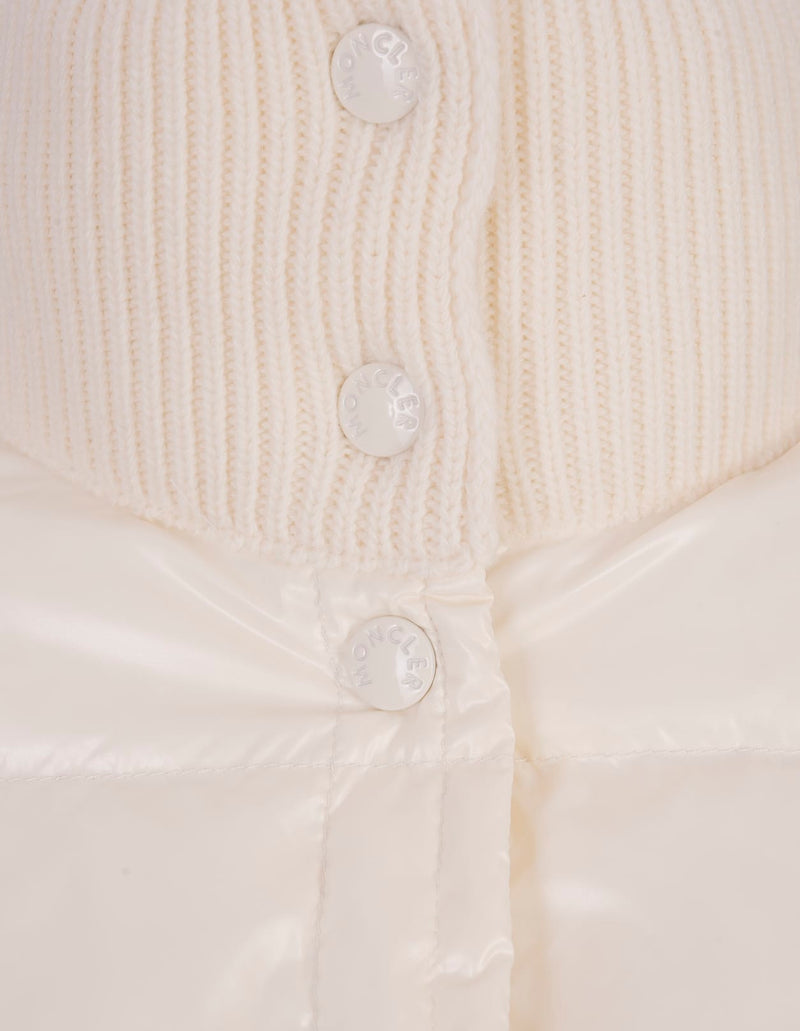 Moncler White Padded Cardigan In Wool - Women