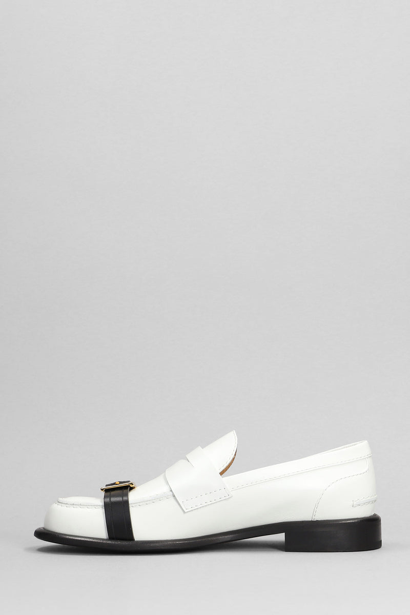 J.W. Anderson Animated Mocassin Loafers In White Leather - Women