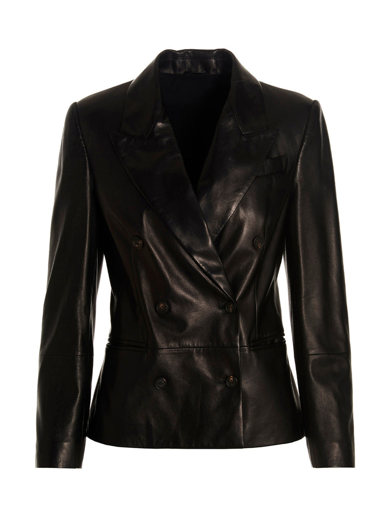 Brunello Cucinelli Double-breasted Leather Jacket - Women