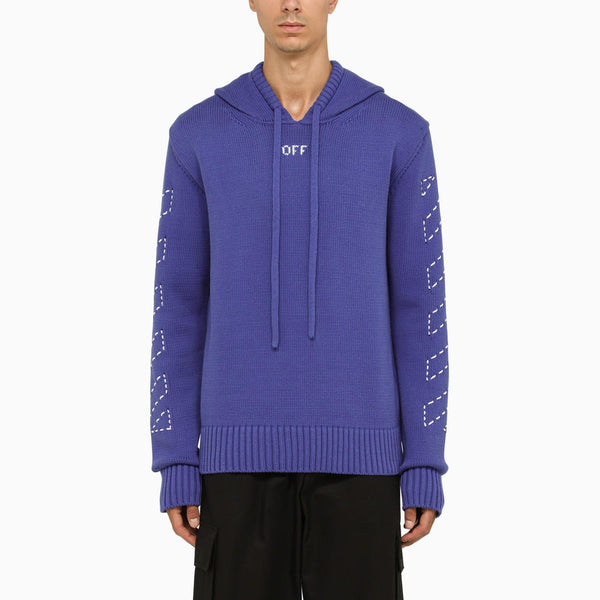 Off-White Arrows Blue Knitted Hoodie - Men