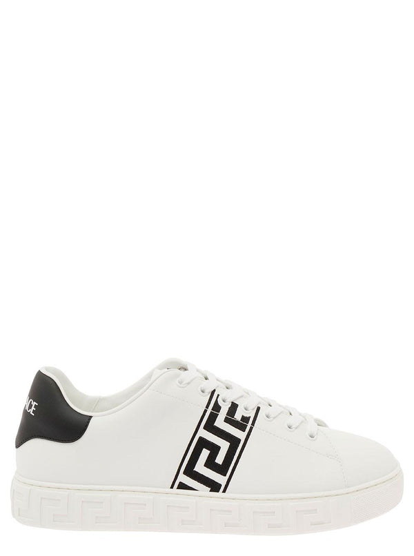 Versace new Greca White Low Top Sneakers With Logo Detail In Vegan Leather Man - Men - Piano Luigi