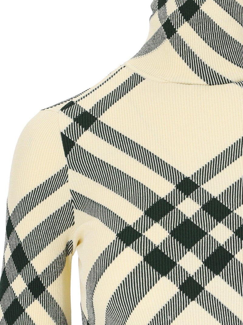 Burberry Check-pattern High-neck Knitted Jumper - Women