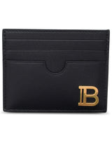 Balmain Black Leather bbuzz Cardholder - Women