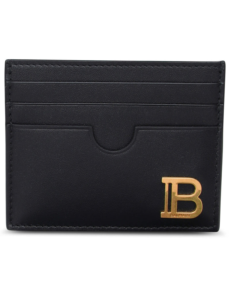 Balmain Black Leather bbuzz Cardholder - Women