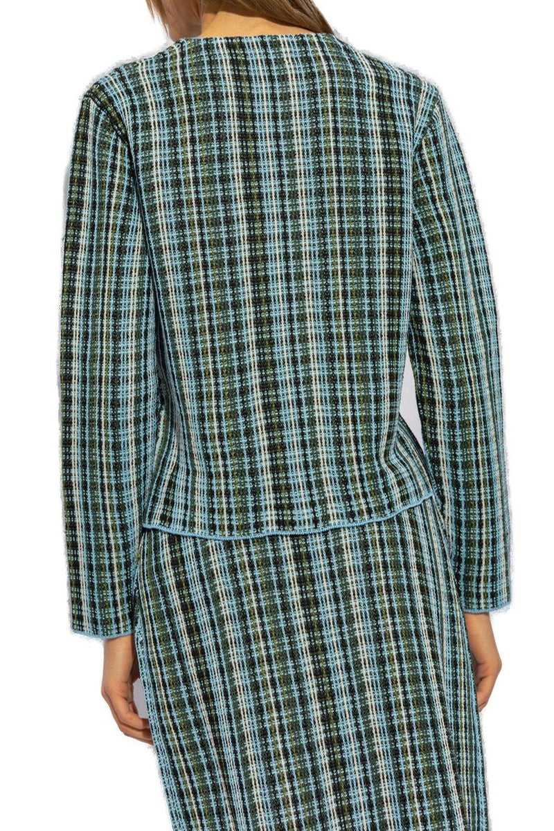 Bottega Veneta Checked Round Neck Cardigan - Women