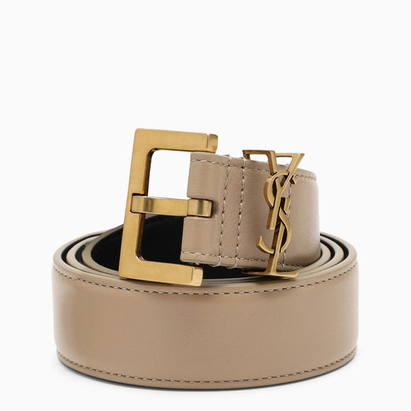 Saint Laurent Monogram Dark Beige Belt 3 Cm - Women