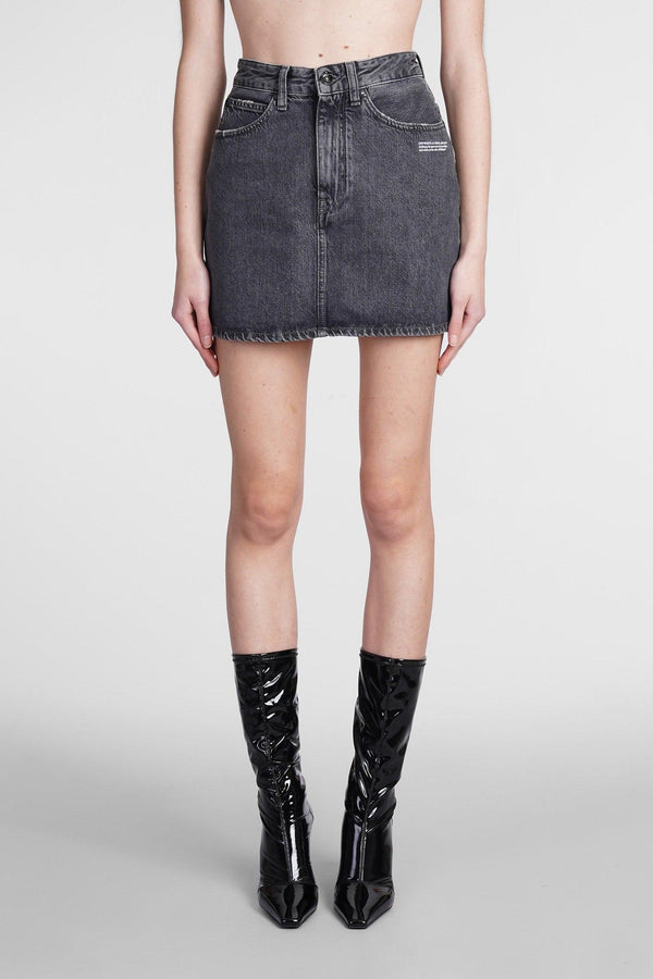 Off-White Skirt In Grey Denim - Women - Piano Luigi