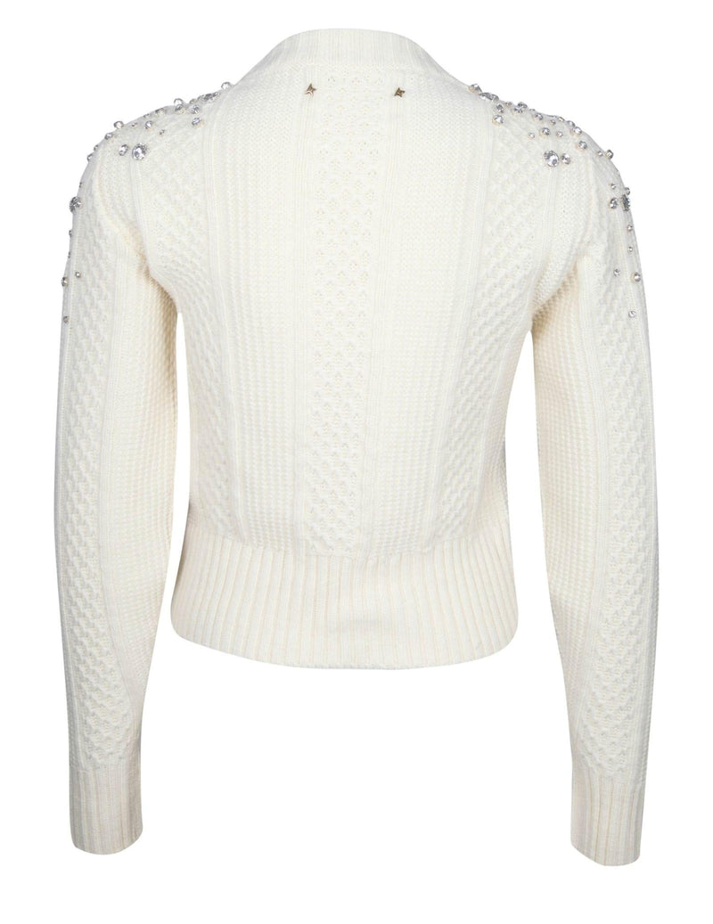 Golden Goose Cropped Wool Sweater With Crystals - Women - Piano Luigi