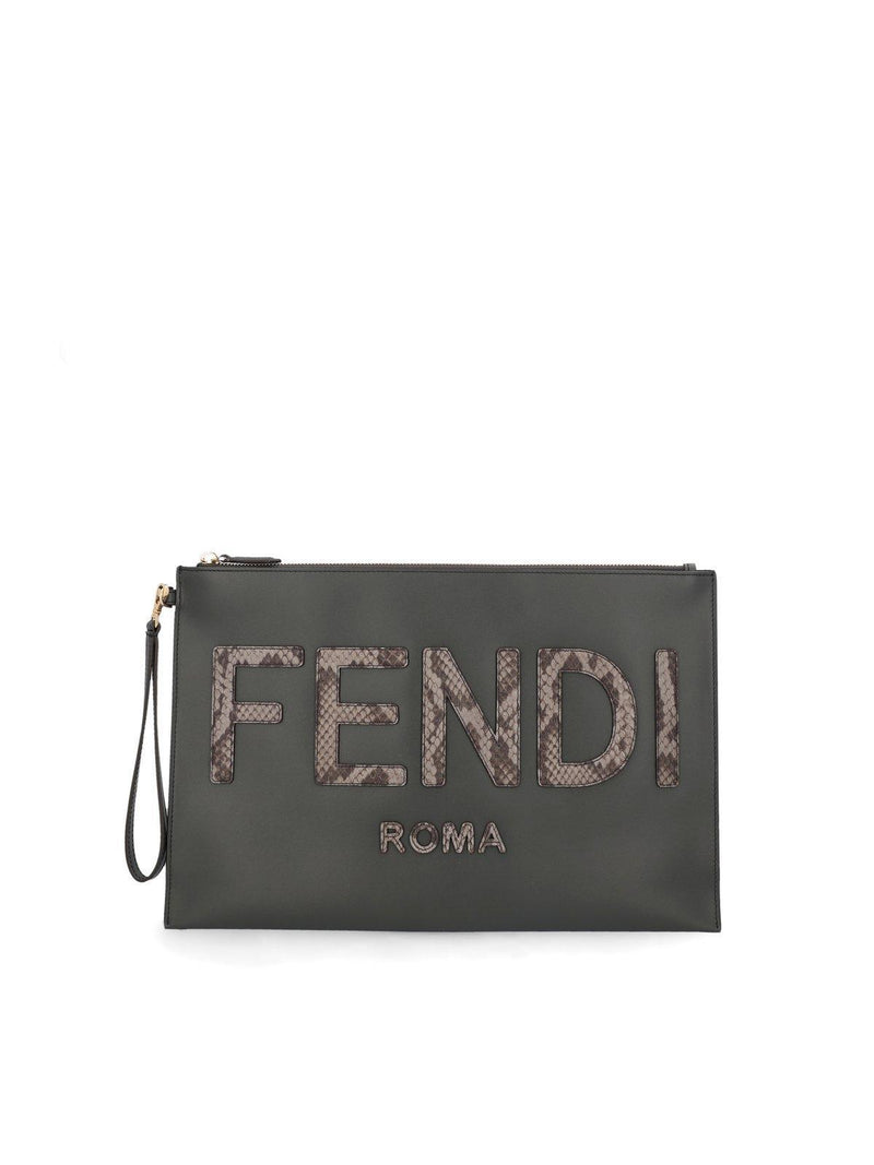 Fendi Logo Detailed Large Flat Pouch - Women - Piano Luigi