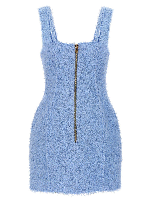 Balmain Light Blue Terry Mini Dress - Women - Piano Luigi