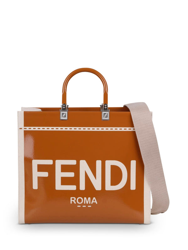 Fendi Sunshine Bag In Canvas And Patent Leather - Women