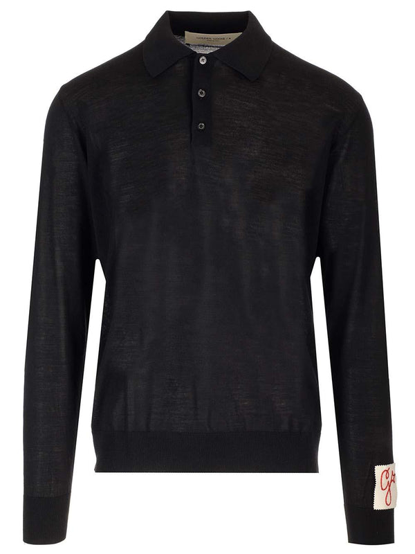 Golden Goose Black Wool Polo Shirt - Men - Piano Luigi