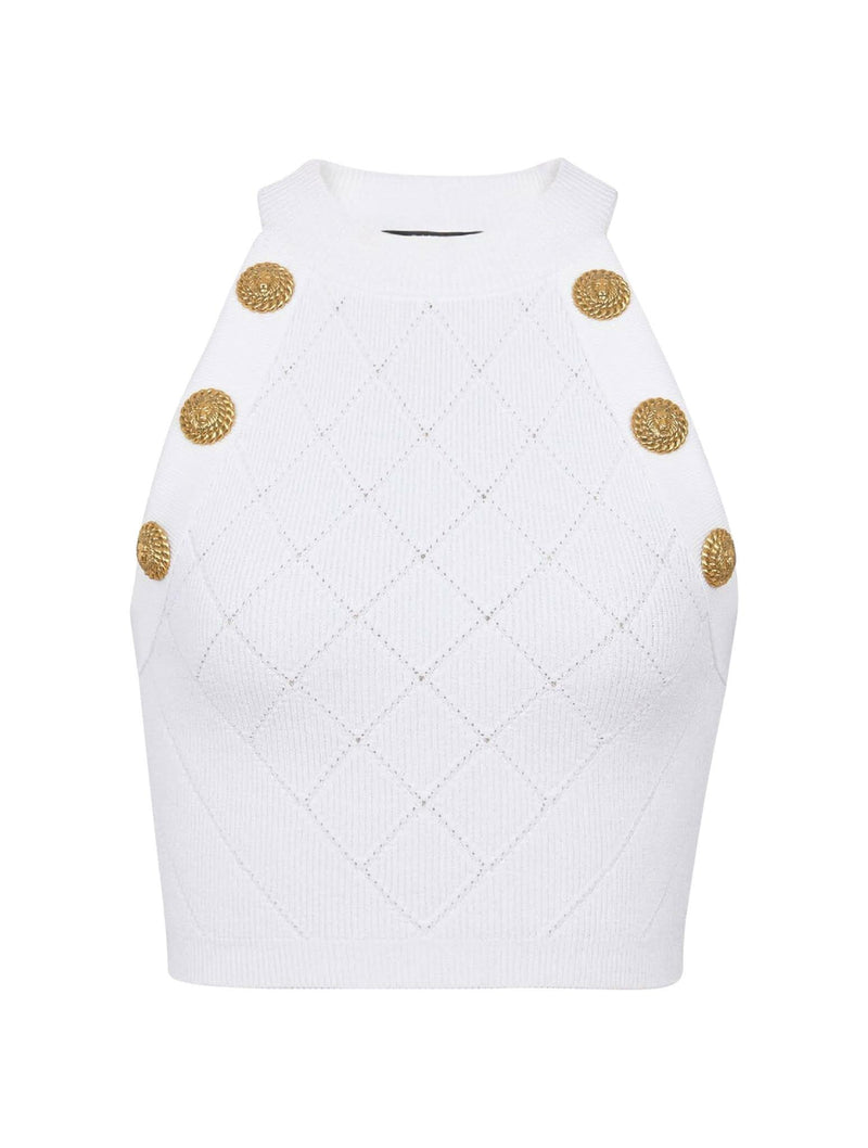 Balmain Sl 6 Btn Knit Cropped Top - Women - Piano Luigi