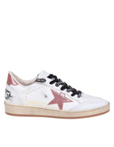 Golden Goose Ballstar White Leather Sneakers With Glitter Star - Women - Piano Luigi