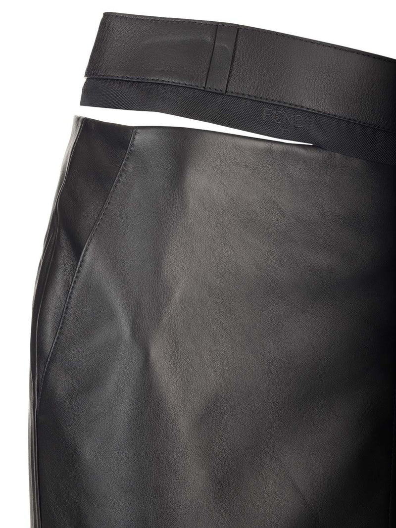 Fendi Leather Midi Skirt - Women - Piano Luigi