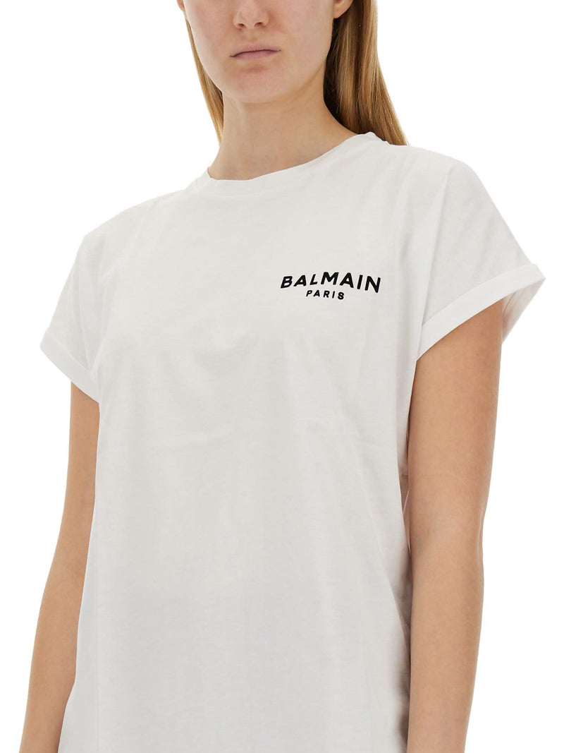 Balmain Flocked Logo T-shirt - Women - Piano Luigi