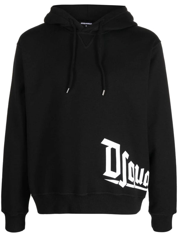 Dsquared2 Black Cotton Hoodie - Men - Piano Luigi