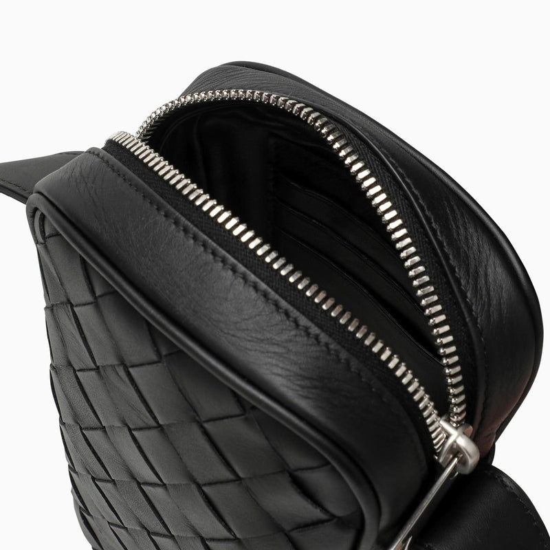 Bottega Veneta Black Woven Mobile Phone Holder - Men - Piano Luigi