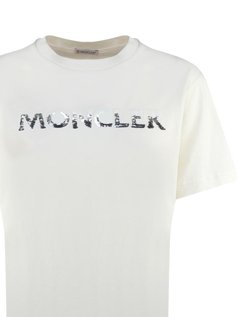 Moncler T-shirt With Sequin Logo - Women - Piano Luigi