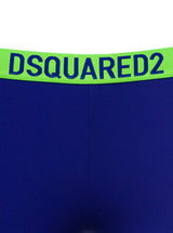 Dsquared2 Blue And Bright Green Biker Shorts With Logo Waistband In Stretch Polyamide Woman D-sqaured2 - Women - Piano Luigi