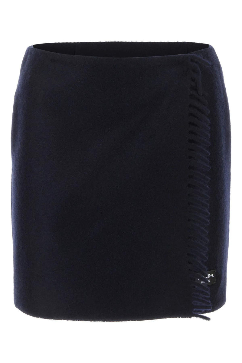 Prada Midnight Blue Cashmere Mini Skirt - Women - Piano Luigi