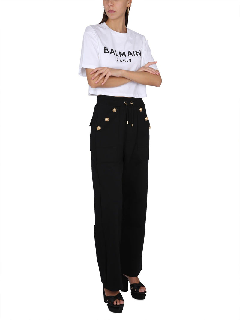 Balmain Logo Print Cropped T-shirt - Women - Piano Luigi