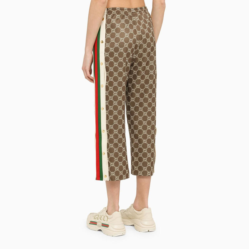 Gucci Olive Green Trousers With Side Bands - Women - Piano Luigi