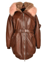 Prada Furred Hood Zip Belted Coat - Women - Piano Luigi