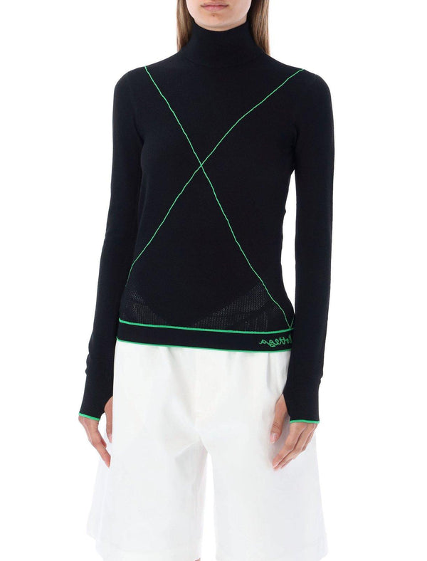 Bottega Veneta Turtleneck Contrast Stitched Jumper - Women - Piano Luigi