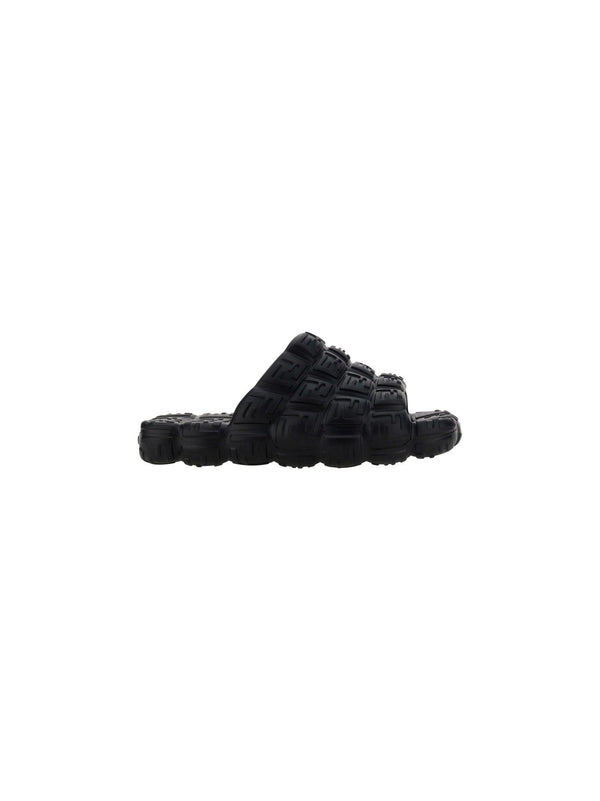 Fendi Black Rubber Cloud Slippers - Men