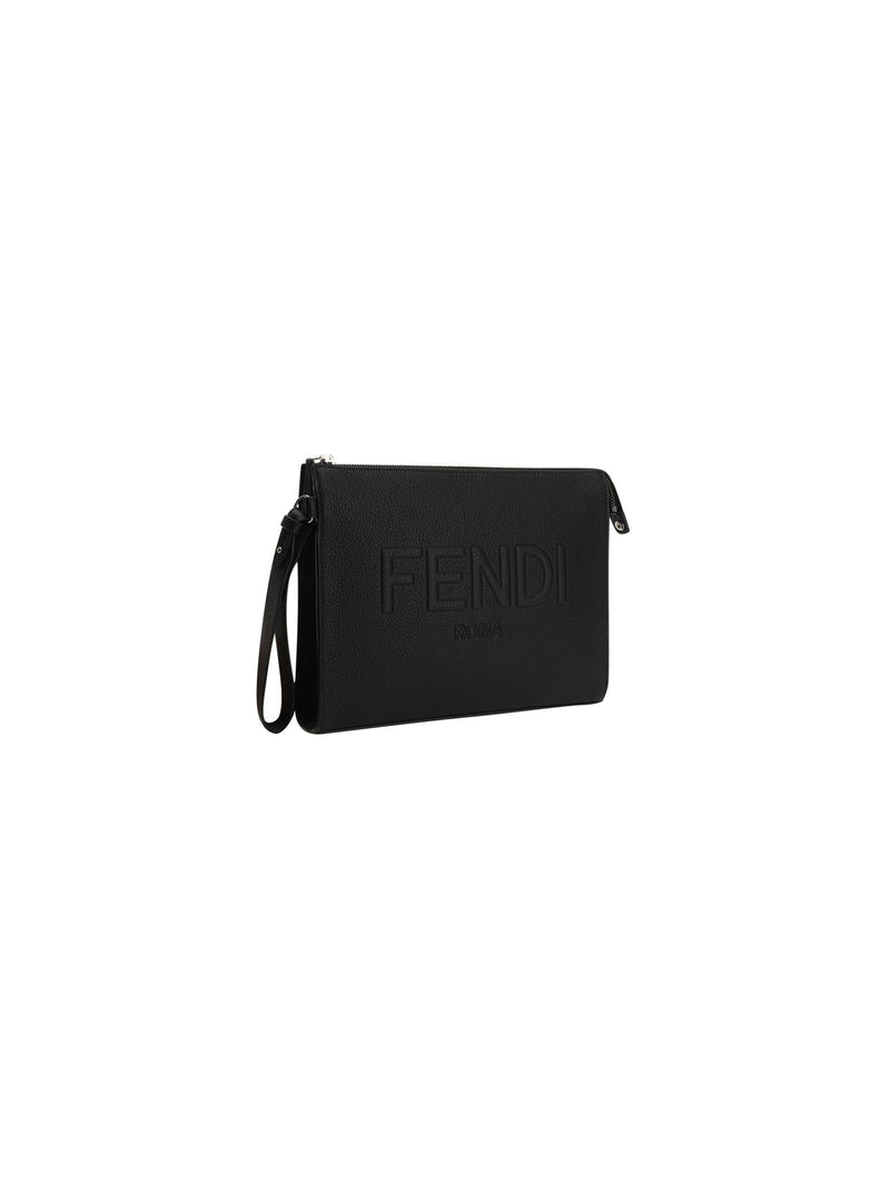 Fendi Black Leather Pouch - Men - Piano Luigi