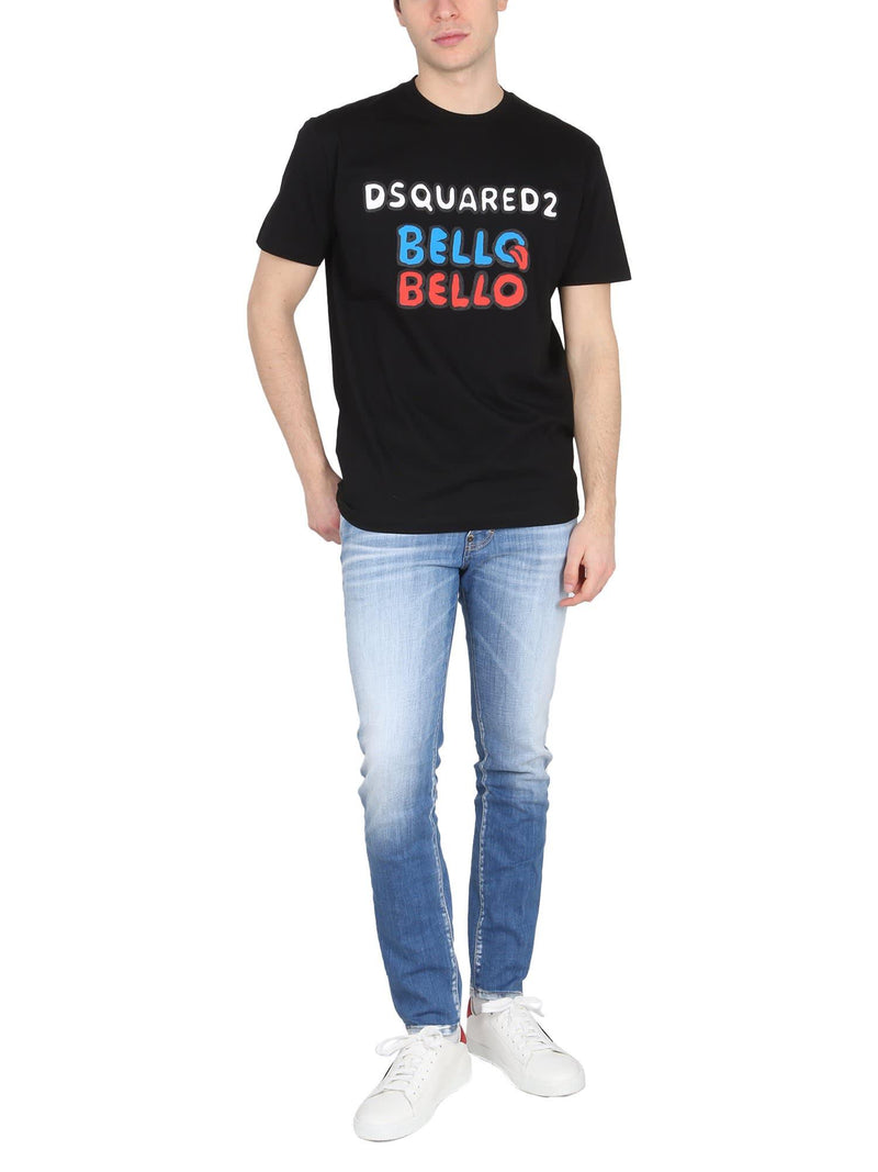 Dsquared2 bello Bello Black Printed T-shirt In Jersey Man - Men - Piano Luigi