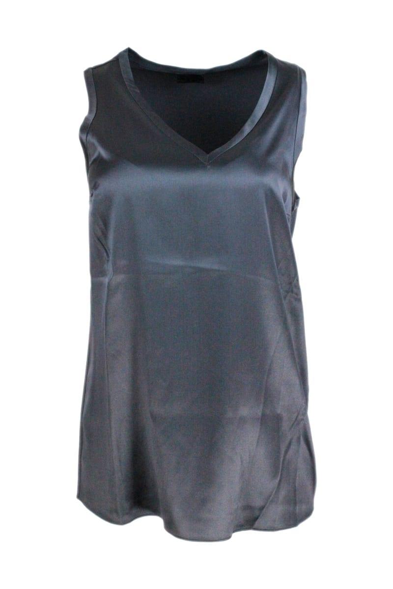 Brunello Cucinelli Sleeveless V-neck Silk Top - Women - Piano Luigi