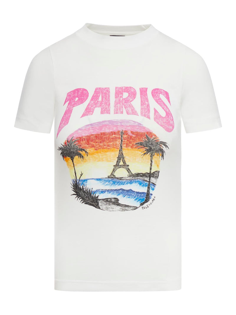 Balenciaga Fitted T-shirt Paris Tropical Str Jersey Peel - Women - Piano Luigi