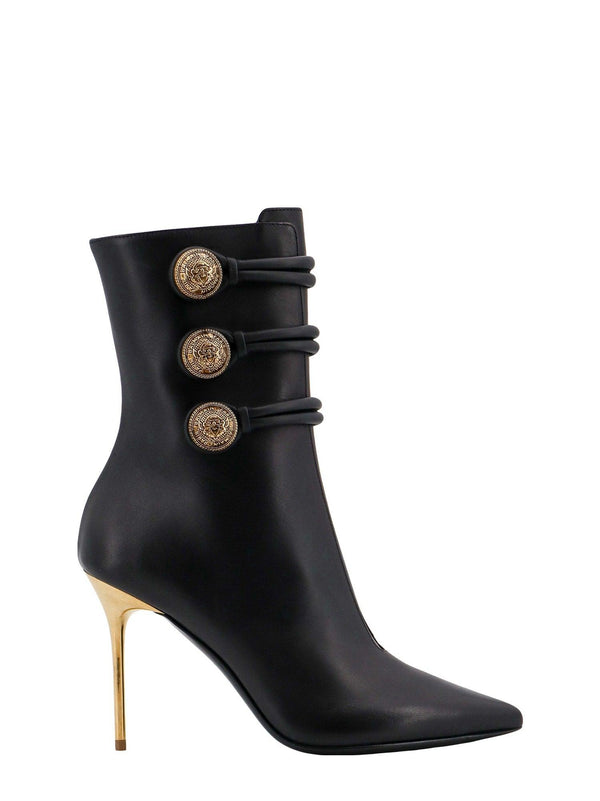 Balmain Alma High Heels Ankle Boots In Black Leather - Women - Piano Luigi