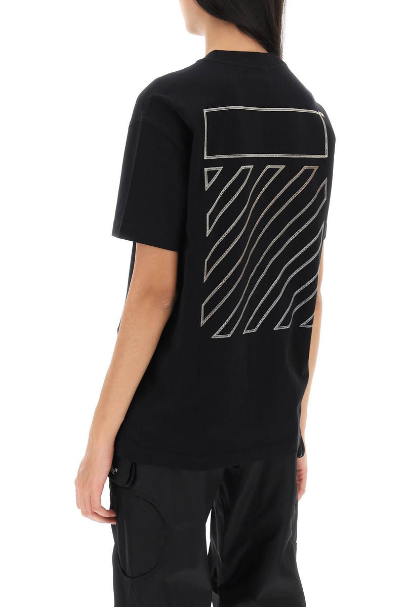 Off-White T-shirt With Back Embroidery - Women - Piano Luigi