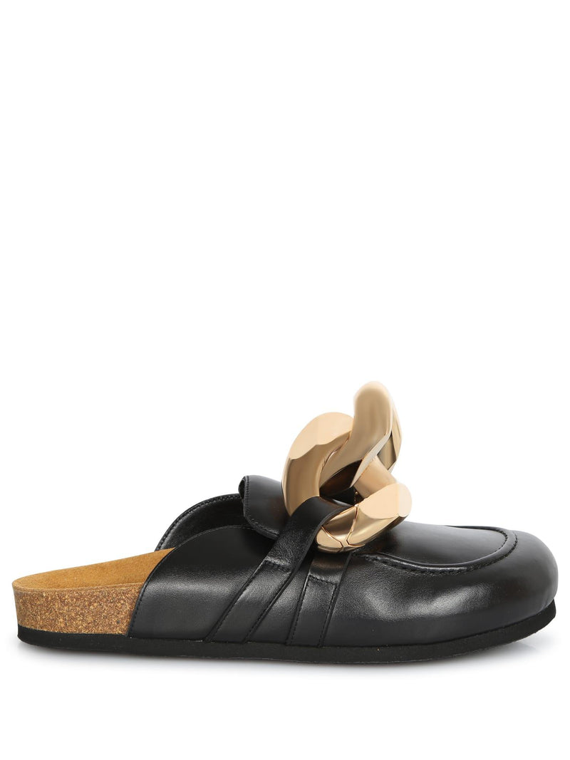 J.W. Anderson Chain Black Leather Loafers - Women - Piano Luigi