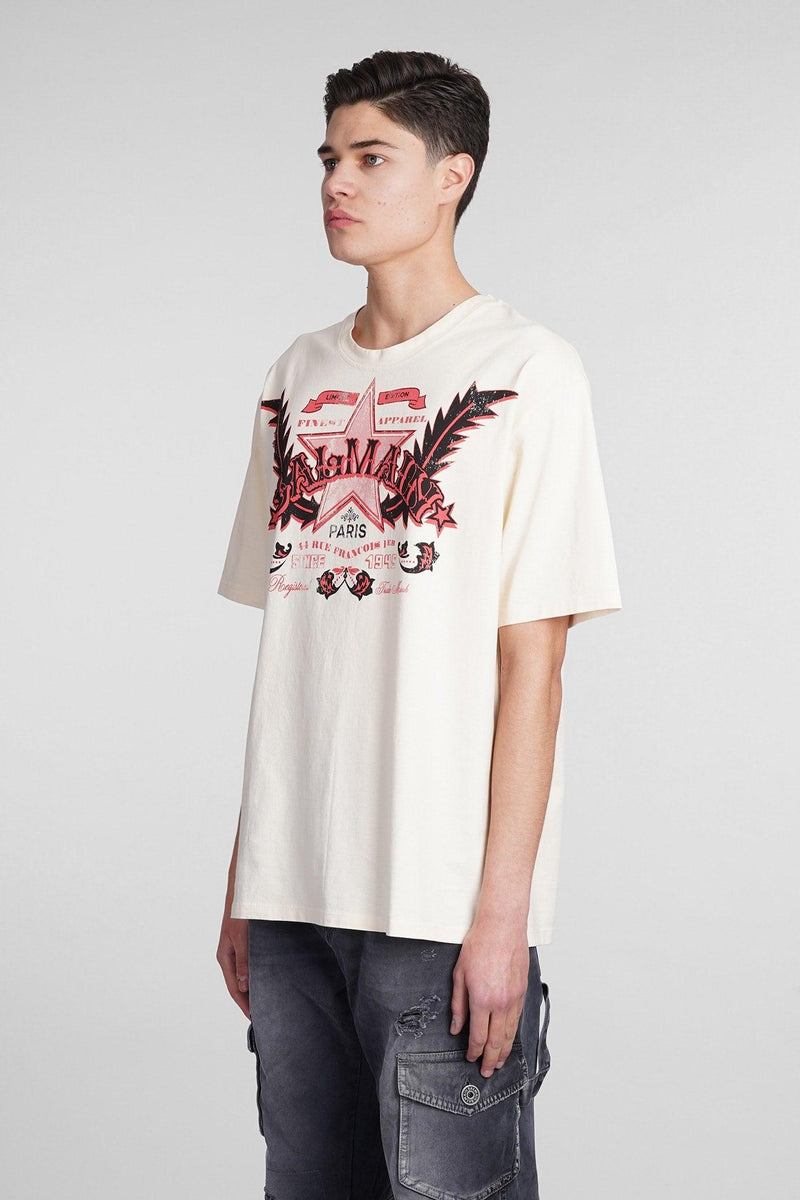 Balmain T-shirt In Beige Cotton - Men - Piano Luigi