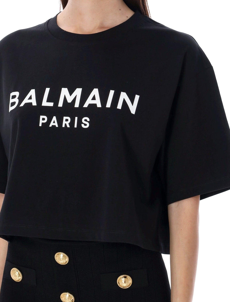 Balmain Cropped Logo T-shirt - Women - Piano Luigi