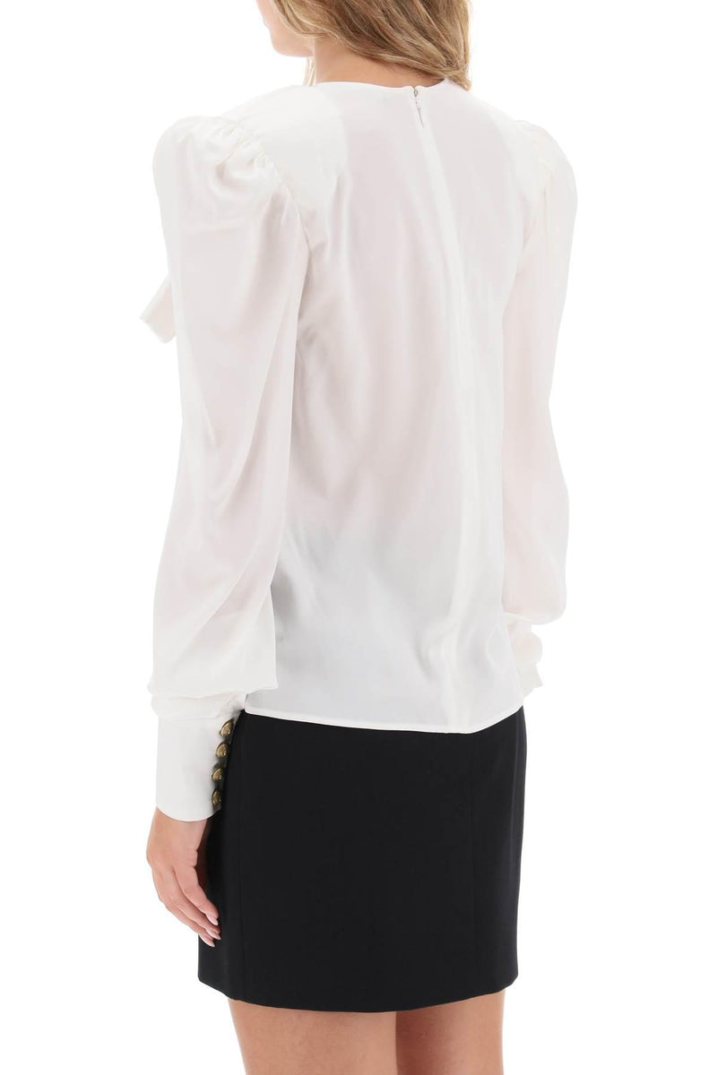 Balmain Satin Blouse With Maxi Bow - Women - Piano Luigi